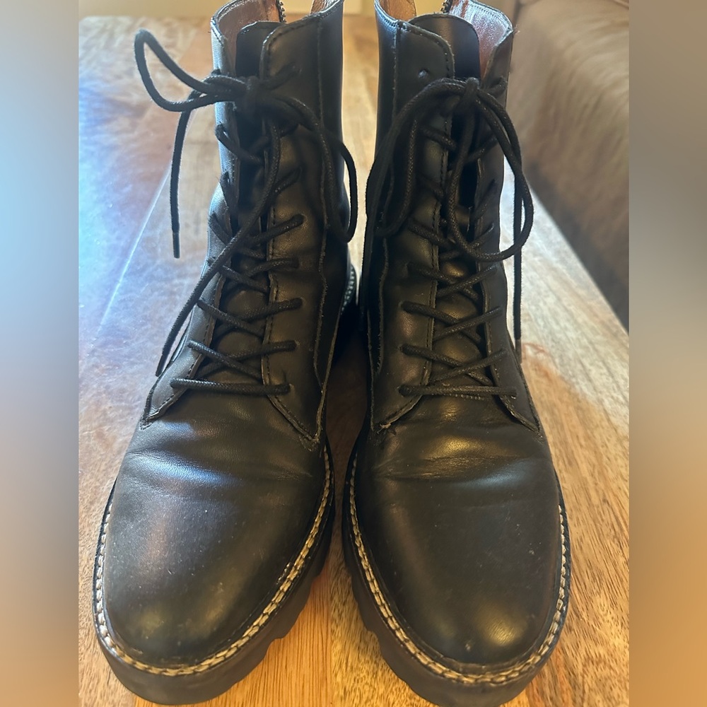 Madewell black leather lace up boots